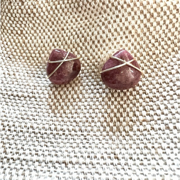 New Rhodonite stone earrings - Picture 1 of 4